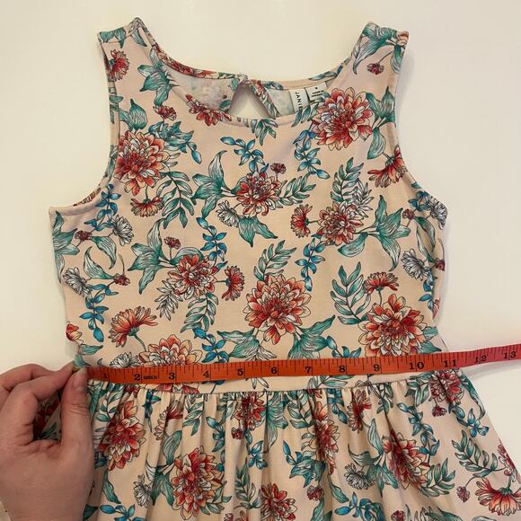Janie and Jack Sleeveless Dress Girls 8 Pink Floral Skater Ruffle Jersey Stretch - Picture 10 of 12